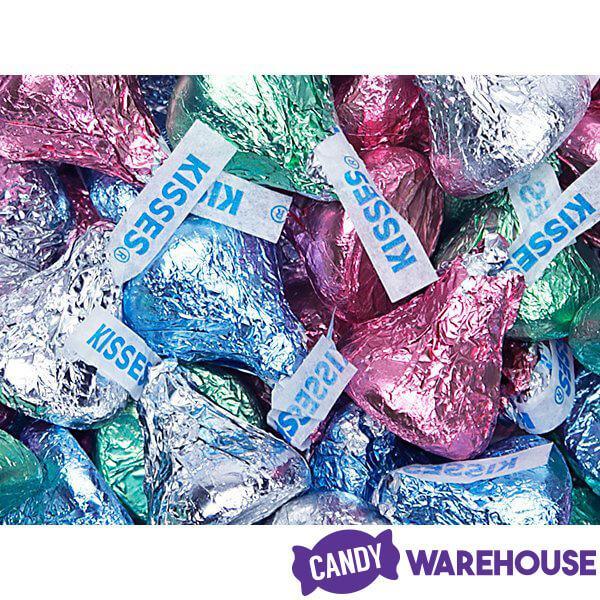 Hershey's Kisses Pastel Foiled Milk Chocolate Candy: 100-Piece Bag - Candy Warehouse