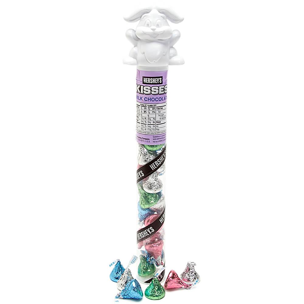 Hershey's Kisses Pastel Foiled Milk Chocolates Filled Bunny Tube - Candy Warehouse