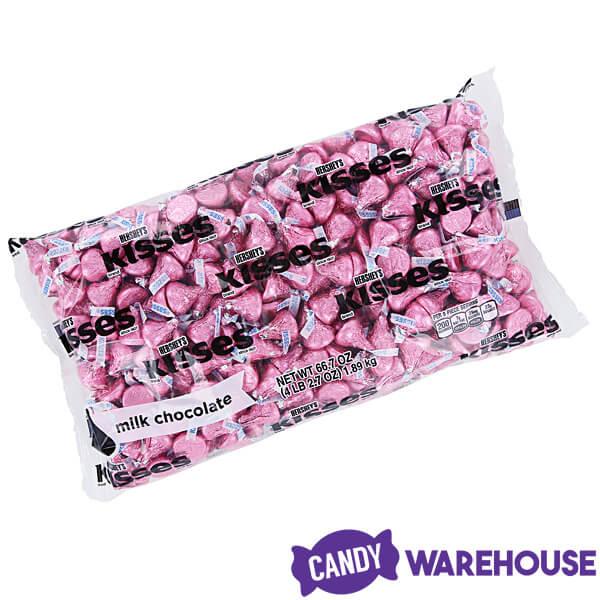 Hershey's Kisses Pink Foiled Milk Chocolate Candy: 400-Piece Bag - Candy Warehouse