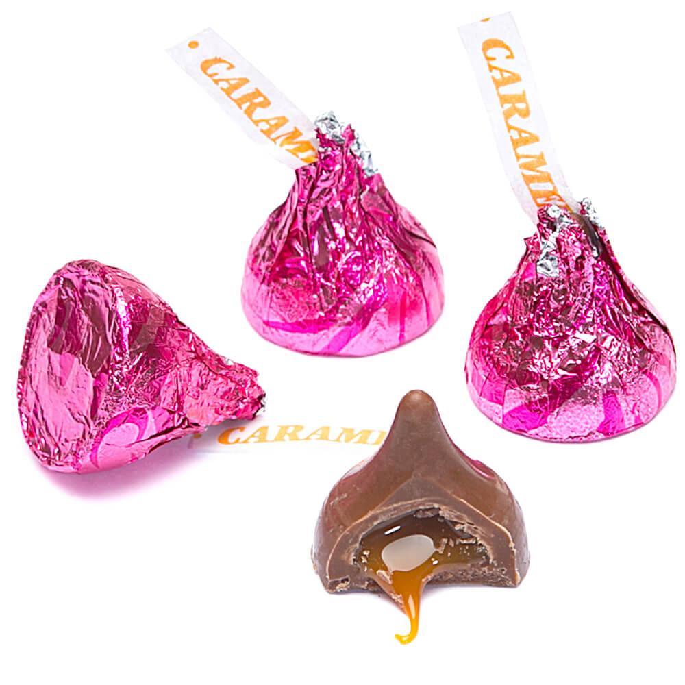 Hershey's Kisses Pink Foiled Milk Chocolates with Caramel Filling: 60-Piece Bag - Candy Warehouse