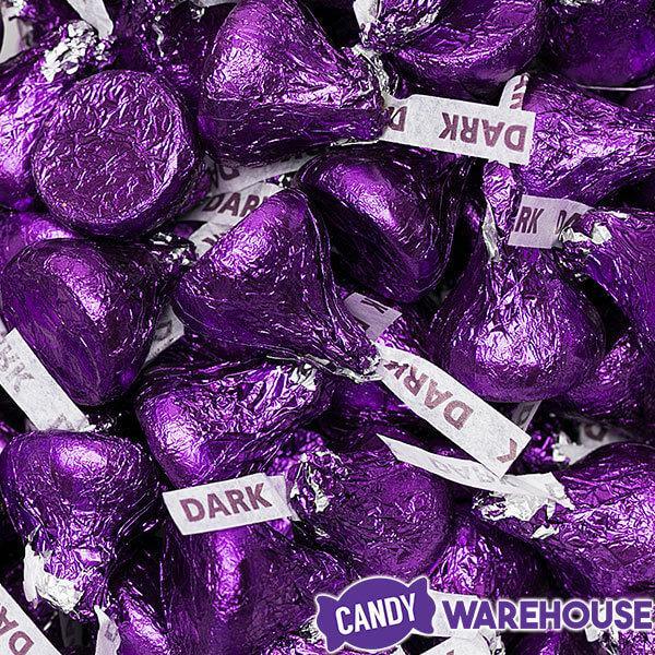 Hershey&#39;s Kisses Purple Foiled Dark Chocolate Candy: 1LB Bag