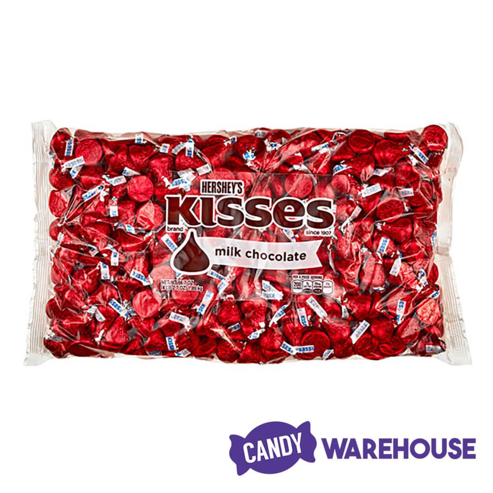 Hershey&#39;s Kisses Red Foiled Milk Chocolate Candy: 400-Piece Bag - Candy Warehouse