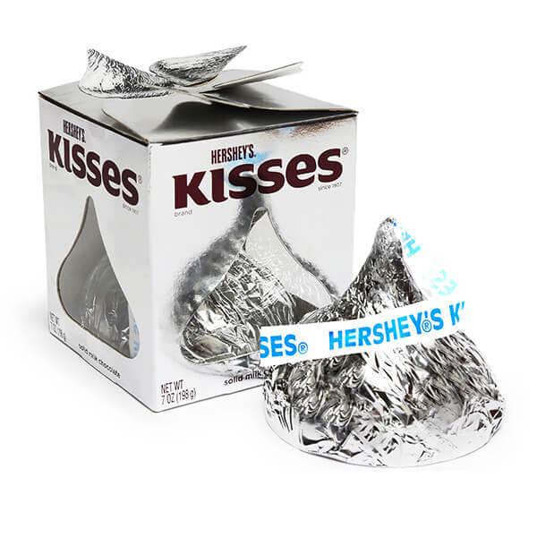 Hershey's Kisses Silver Foiled Big Milk Chocolate Candy: 7-Ounce Gift Box - Candy Warehouse