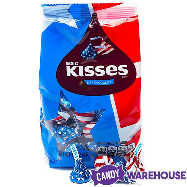 Hershey&#39;s Kisses USA Flag Foiled Milk Chocolate Candy: 12-Ounce Bag - Candy Warehouse