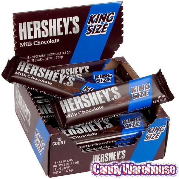 Hershey&#39;s Milk Chocolate King Size Candy Bars: 18-Piece Box - Candy Warehouse