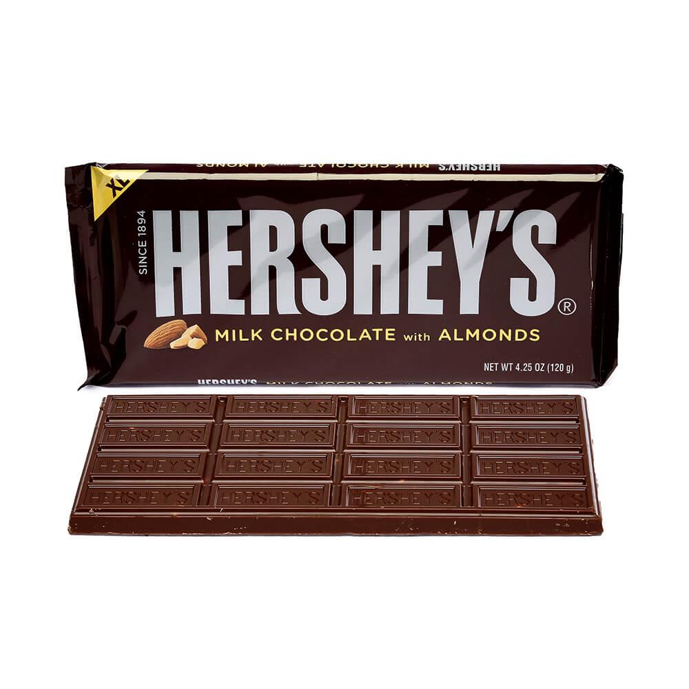 Hershey's Milk Chocolate with Almonds 4.25-Ounce Jumbo Candy Bars: 12-Piece Box - Candy Warehouse