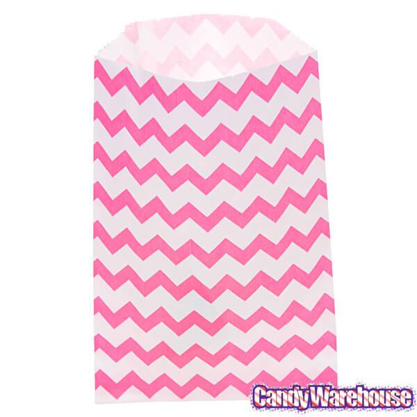 Hot Pink Chevron Stripe Candy Bags: 25-Piece Pack - Candy Warehouse