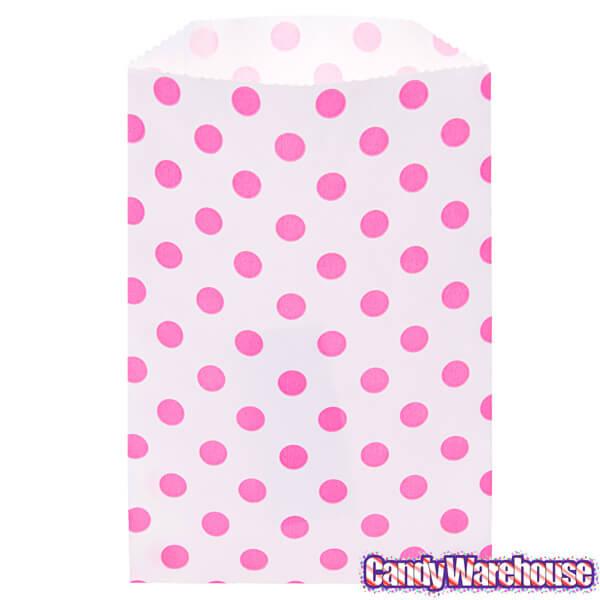 Hot Pink Polka Dot Candy Bags: 25-Piece Pack - Candy Warehouse