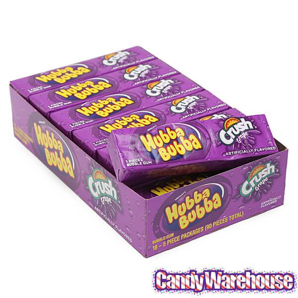 Hubba Bubba Bubble Gum Packs - Grape Crush: 18-Piece Box - Candy Warehouse