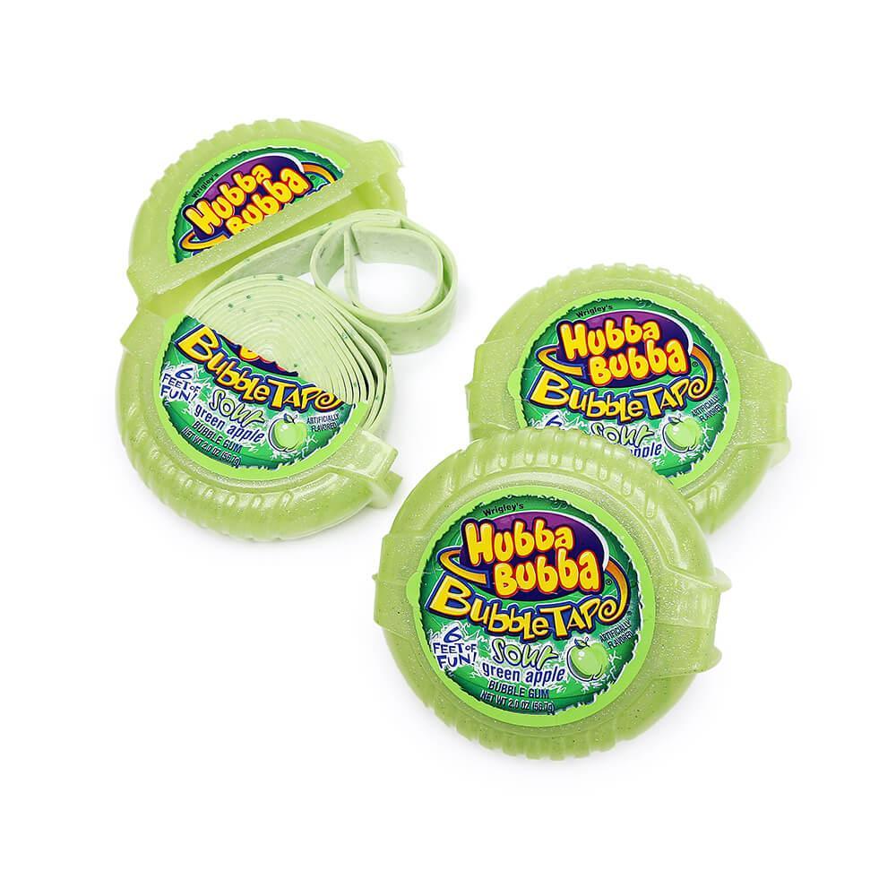 Hubba Bubba Bubble Tape Gum Rolls - Sour Green Apple: 12-Piece Box - Candy Warehouse