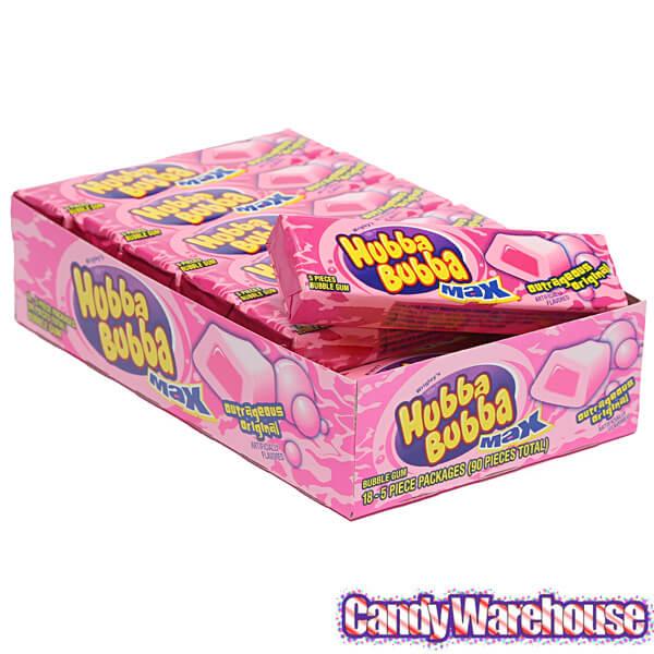 Hubba Bubba Max Bubble Gum Packs - Original: 18-Piece Box - Candy Warehouse