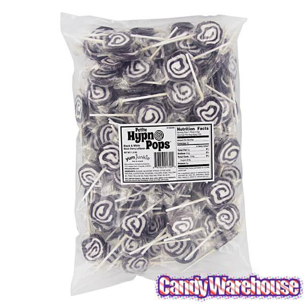 Hypno Pops Petite Swirled Lollipops - Black Cherry: 100-Piece Bag - Candy Warehouse