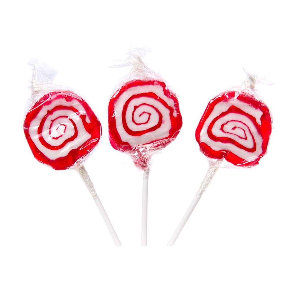 Hypno Pops Petite Swirled Lollipops - Cherry: 100-Piece Bag - Candy Warehouse