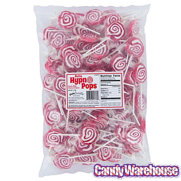 Hypno Pops Petite Swirled Lollipops - Cherry: 100-Piece Bag - Candy Warehouse