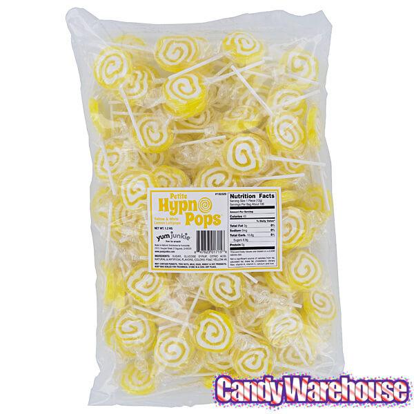 Hypno Pops Petite Swirled Lollipops - Lemon: 100-Piece Bag - Candy Warehouse