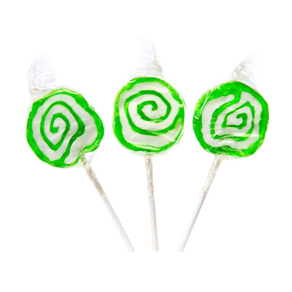 Hypno Pops Petite Swirled Lollipops - Lime: 100-Piece Bag - Candy Warehouse