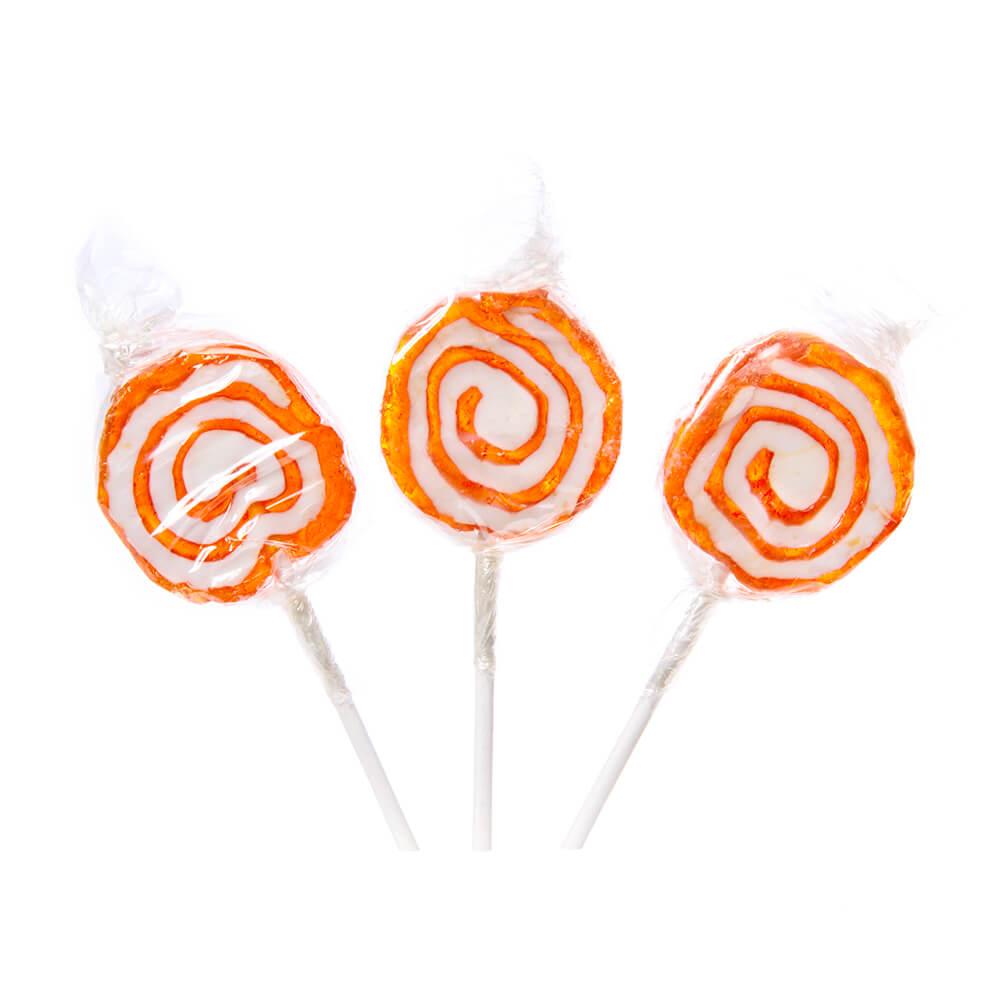 Hypno Pops Petite Swirled Lollipops - Orange: 100-Piece Bag - Candy Warehouse