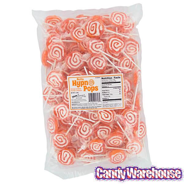 Hypno Pops Petite Swirled Lollipops - Orange: 100-Piece Bag - Candy Warehouse