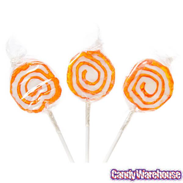 Hypno Pops Petite Swirled Lollipops - Orange: 100-Piece Bag - Candy Warehouse