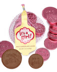 It's a Girl Foiled Chocolate Coins in Mesh Bags: 18-Piece Box - Candy Warehouse