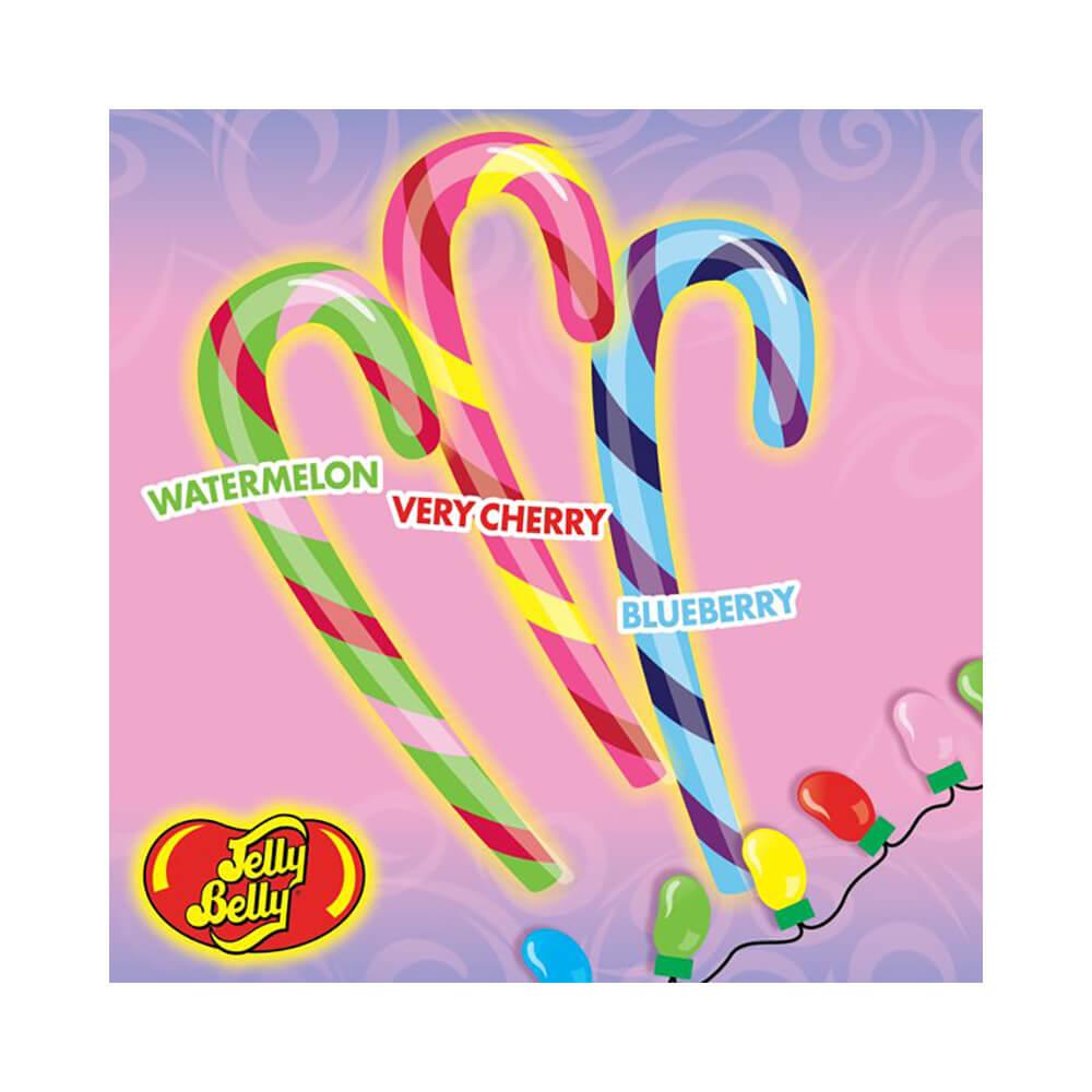 Jelly Belly Candy Canes - Very Cherry, Blueberry, &amp; Watermelon: 12-Piece Box - Candy Warehouse