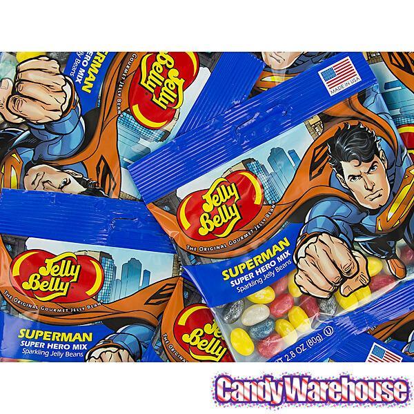 Jelly Belly Superheroes Jelly Beans 2.8-Ounce Bags - Superman: 12-Piece Display - Candy Warehouse