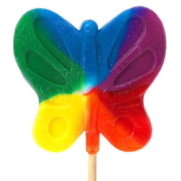 Jumbo 2.5-Ounce Butterfly Lollipops - Primary Colors: 16-Piece Box - Candy Warehouse