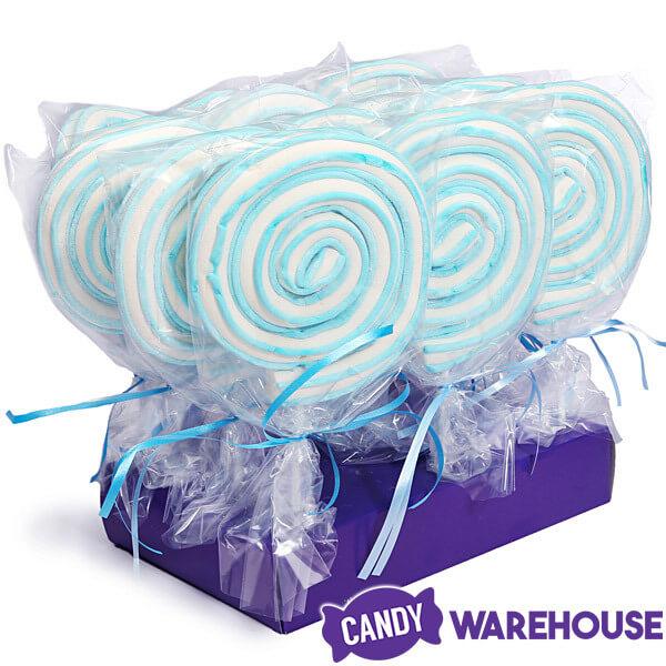 Jumbo Marshmallow Roller Pops - Blue: 18-Piece Box - Candy Warehouse