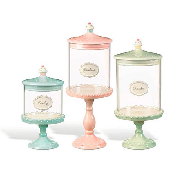 Just Desserts Pedestal Candy Jars: Set of 3 - Candy Warehouse