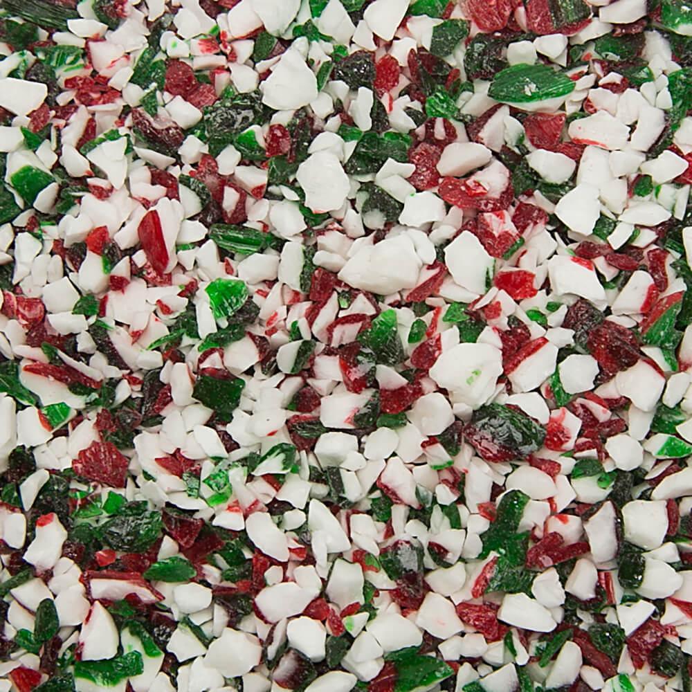 King Leo Crushed Peppermint Candy Cane Bits in Red, Green, and White: 5LB Bag - Candy Warehouse