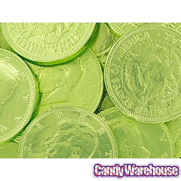 Kiwi Green Foiled Milk Chocolate Coins: 1LB Bag - Candy Warehouse