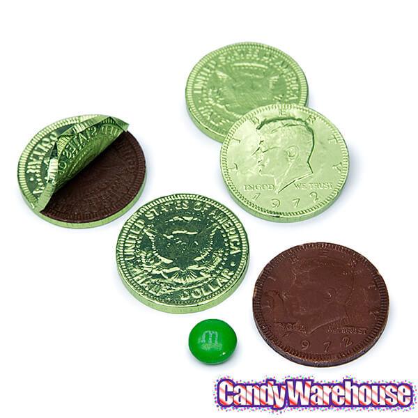 Kiwi Green Foiled Milk Chocolate Coins: 1LB Bag - Candy Warehouse