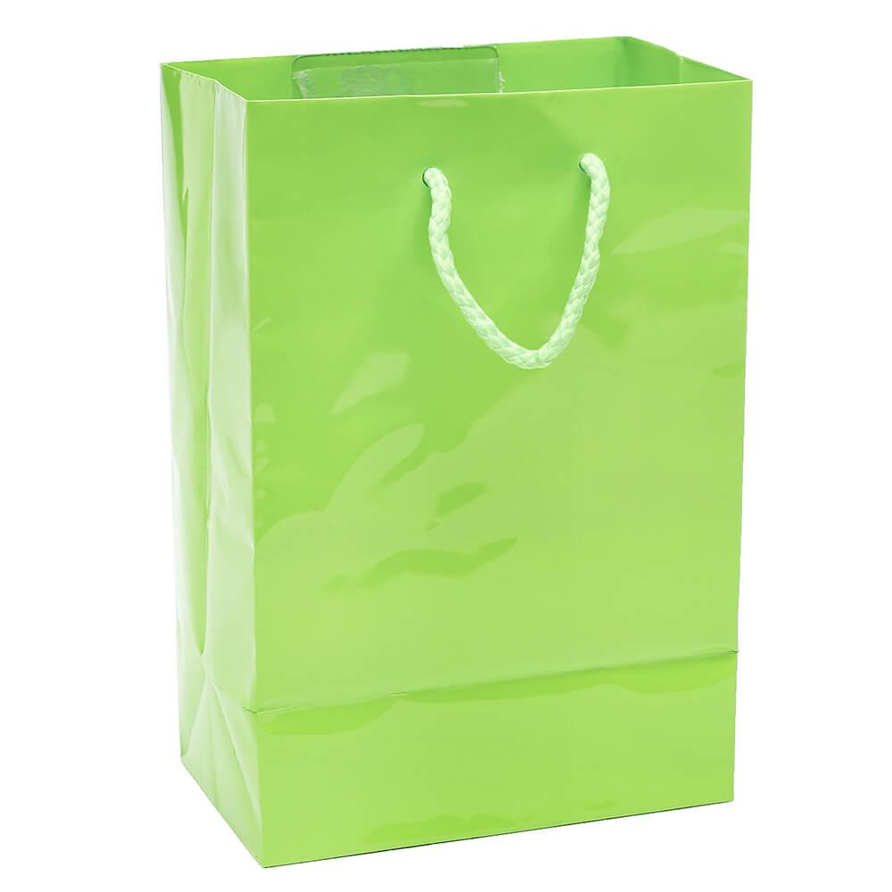 Kiwi Green Glossy Candy Bags with Handles - Small: 12-Piece Pack ...