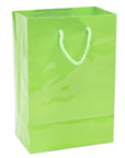 Kiwi Green Glossy Candy Bags with Handles - Small: 12-Piece Pack - Candy Warehouse