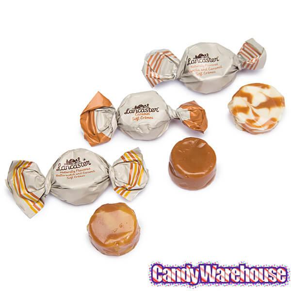 Lancaster Soft Cremes - Caramel, Vanilla, and Butterscotch - Caramel Candy: 2.5LB Gift Tin - Candy Warehouse