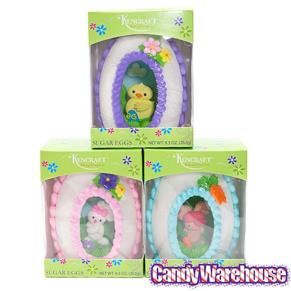 Large Upright 9-Ounce Sugar Eggs: 3-Piece Set - Candy Warehouse