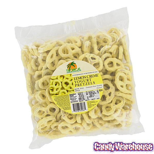 Lemon Yogurt Covered Mini Pretzels: 1LB Bag - Candy Warehouse