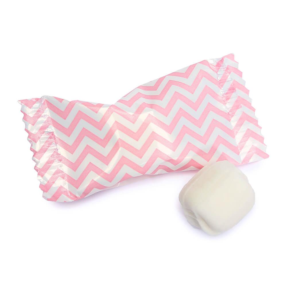 Light Pink Chevron Stripe Wrapped Butter Mint Creams: 300-Piece Case - Candy Warehouse