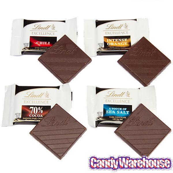 Lindt Excellence Dark Chocolate Squares Assortment: 60-Piece Bag - Candy Warehouse