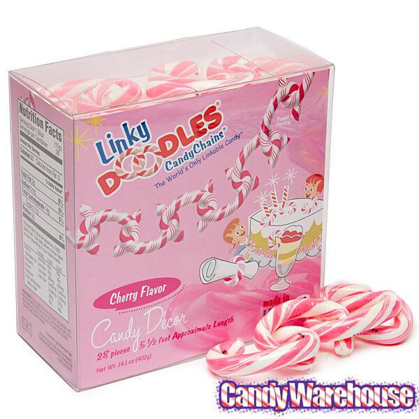 Linky Doodles Candy Chains - Pink: 28-Piece Box - Candy Warehouse