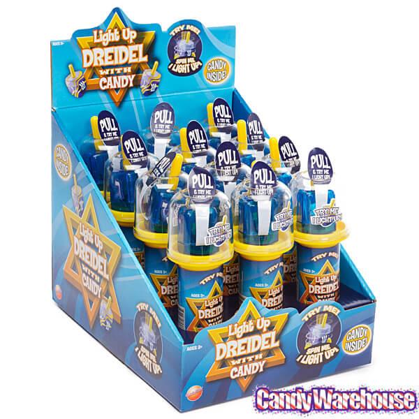 Lite-Up Dreidel Candy Tops: 12-Piece Display - Candy Warehouse