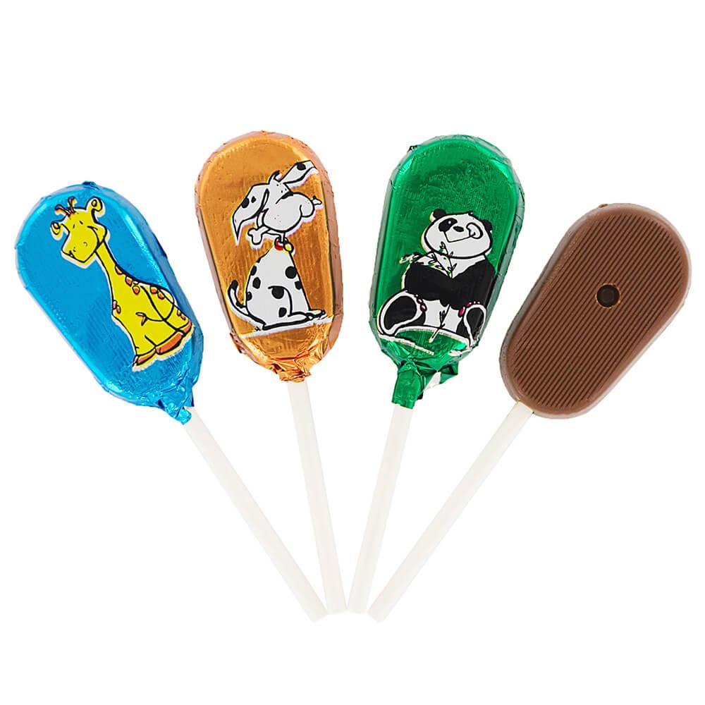 Madelaine Animal Foiled Milk Chocolate Lollipops: 36-Piece Display - Candy Warehouse