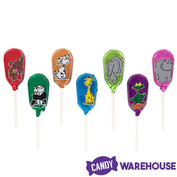 Madelaine Animal Foiled Milk Chocolate Lollipops: 36-Piece Display - Candy Warehouse