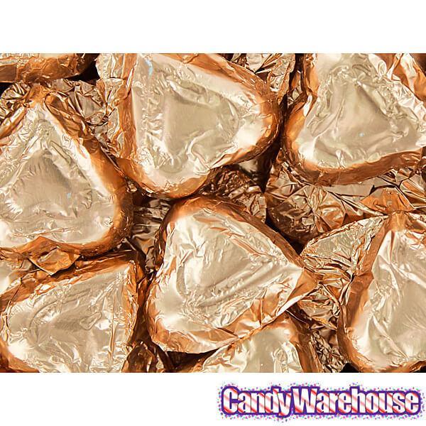 Madelaine Bronze Foiled Dark Chocolate Hearts: 5LB Box - Candy Warehouse