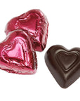 Madelaine Burgundy Foiled High Cocoa Content Dark Chocolate Hearts: 5LB Bag - Candy Warehouse