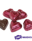 Madelaine Burgundy Foiled High Cocoa Content Dark Chocolate Hearts: 5LB Bag - Candy Warehouse