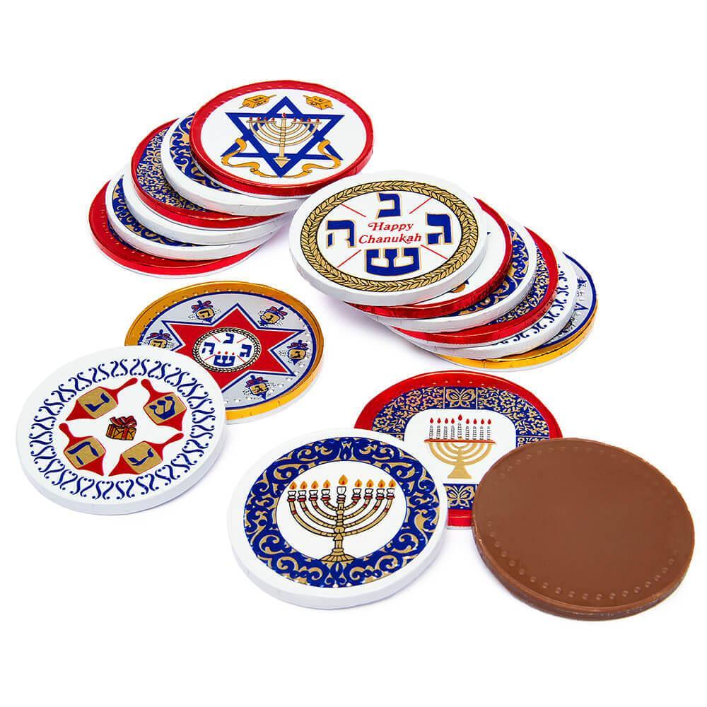 Madelaine Chanukah Foiled Milk Chocolate Candy Discs: 192-Piece Box - Candy Warehouse