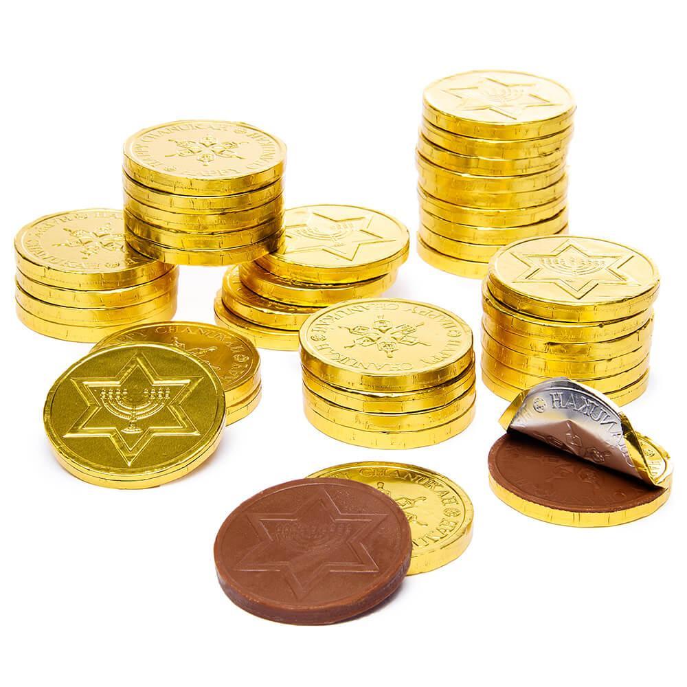 Madelaine Chanukah Gelt Gold Foiled Milk Chocolate Coins: 5LB Bag - Candy Warehouse