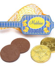 Madelaine Chanukah Gelt Gold Foiled Milk Chocolate Coins in Mesh Bags: 24-Piece Tub - Candy Warehouse