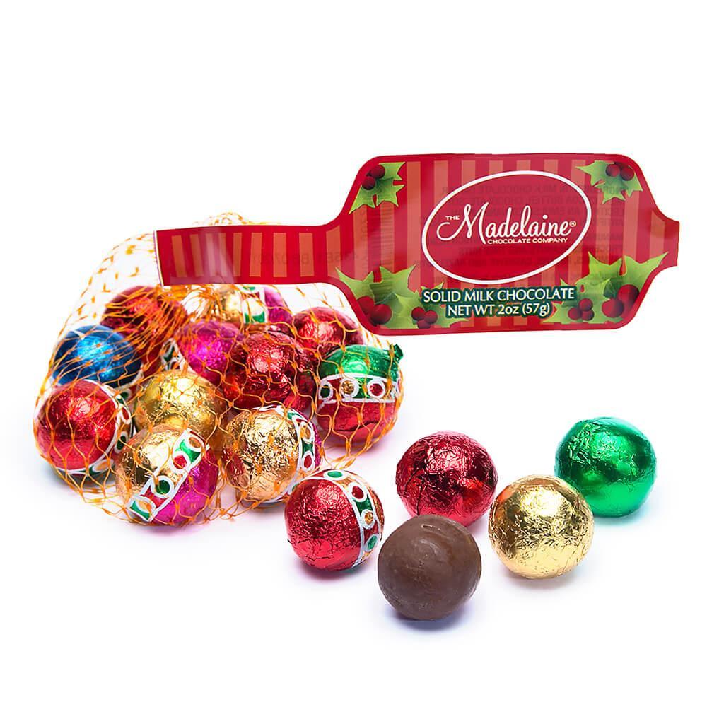 Madelaine Christmas Foiled Milk Chocolate Balls 2-Ounce Mesh Bags: 24-Piece Tub